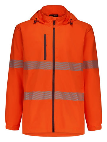 Unisex Super Light Segmented Tape Packable Rain Jacket Orange front view