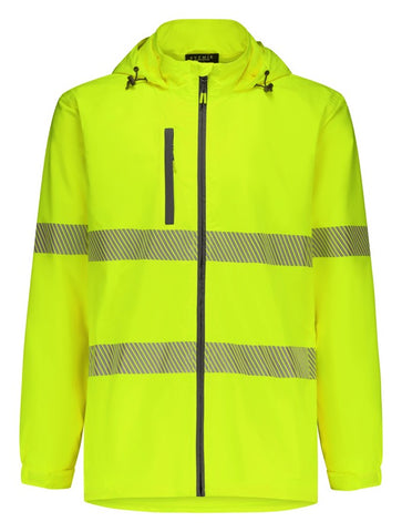Unisex Super Light Segmented Tape Packable Rain Jacket in Yellow