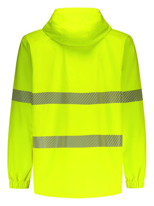 Unisex Super Light Segmented Tape Packable Rain Jacket Yellow back view