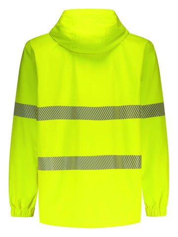 Unisex Super Light Segmented Tape Packable Rain Jacket Yellow back view