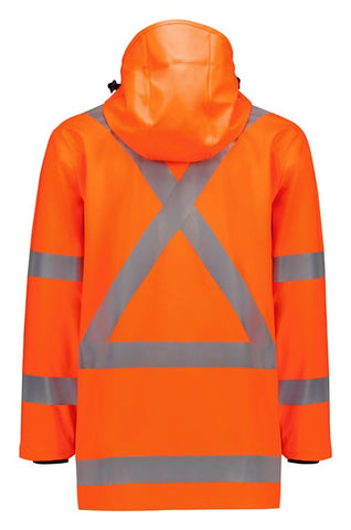 Mens TTMC-W23 Hi Vis X Back Heavy Duty Waterproof Jacket Orange back view