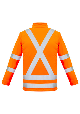 Unisex Hi Vis X Back 2 In 1 Softshell Jacket Orange back view