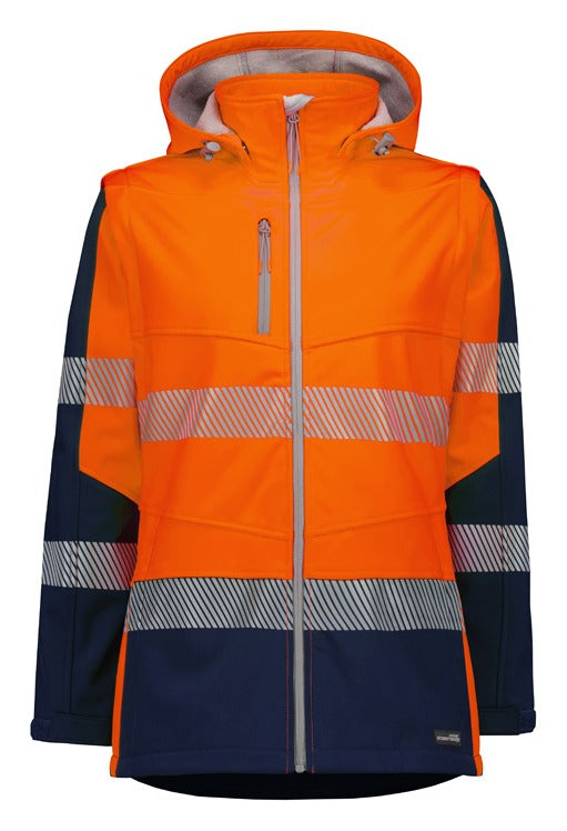 Womens Streetworx 2 In 1 Stretch Softshell Jacket in Orange/Navy