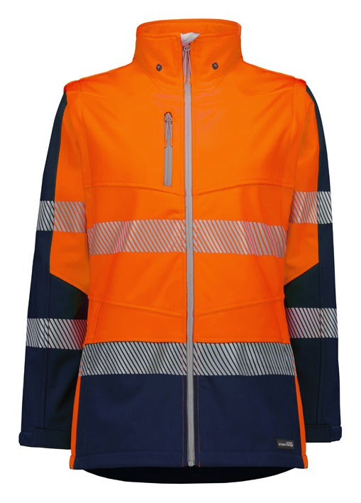 Womens Streetworx 2 In 1 Stretch Softshell Jacket Orange/Navy back view