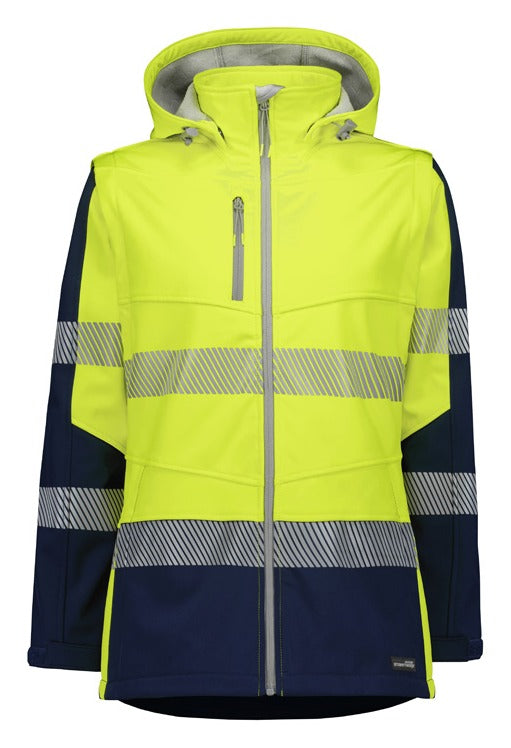 Womens Streetworx 2 In 1 Stretch Softshell Jacket Yellow/Navy front view
