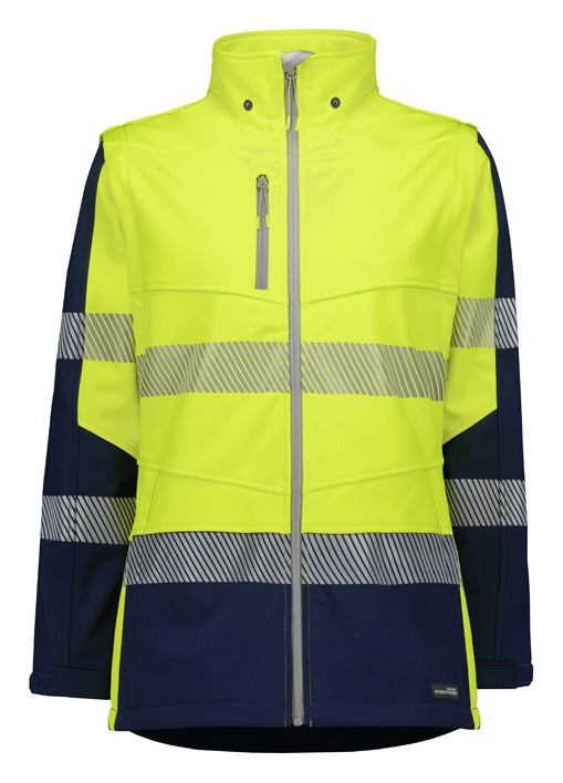 Womens Streetworx 2 In 1 Stretch Softshell Jacket Yellow/Navy back view