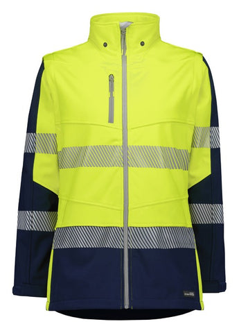 Womens Streetworx 2 In 1 Stretch Softshell Jacket Yellow/Navy back view