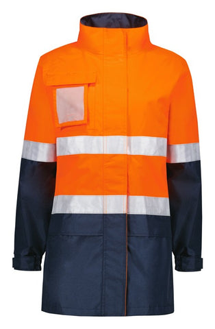 Womens Hi Vis Ultralite Waterproof Jacket in Orange/Navy