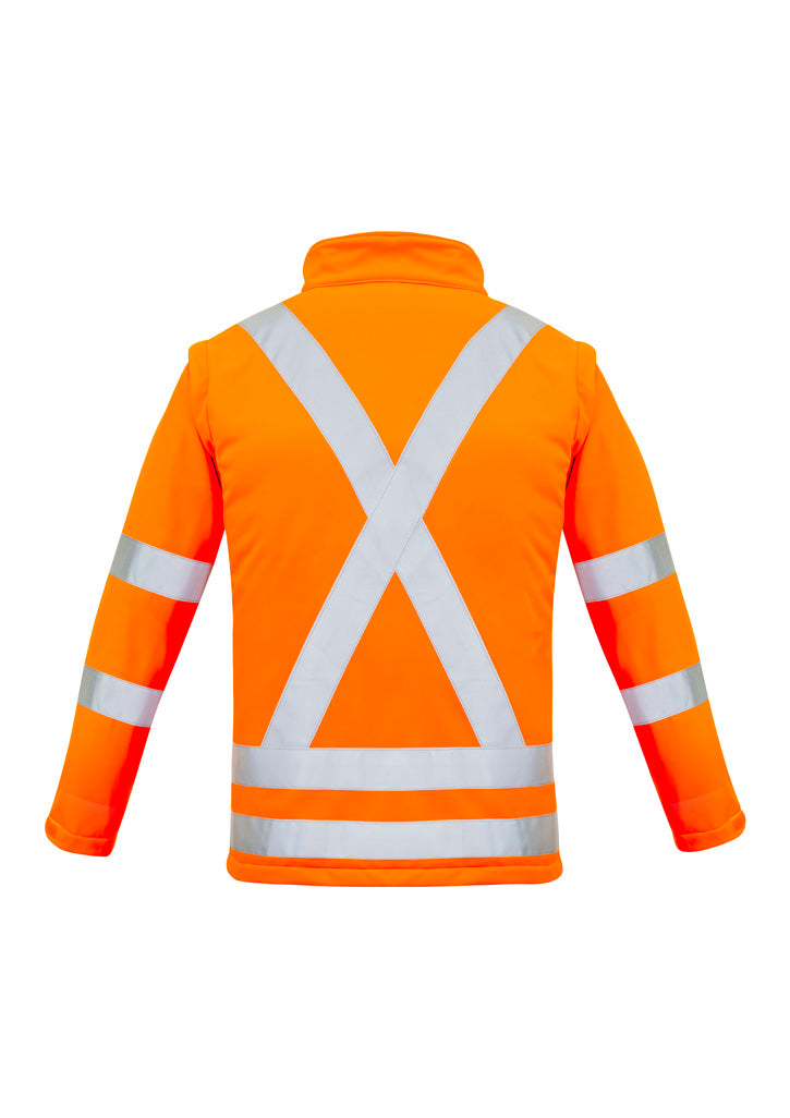 Womens Hi Vis NSW Rail X Back 2 In 1 Softshell Jacket Orange back view
