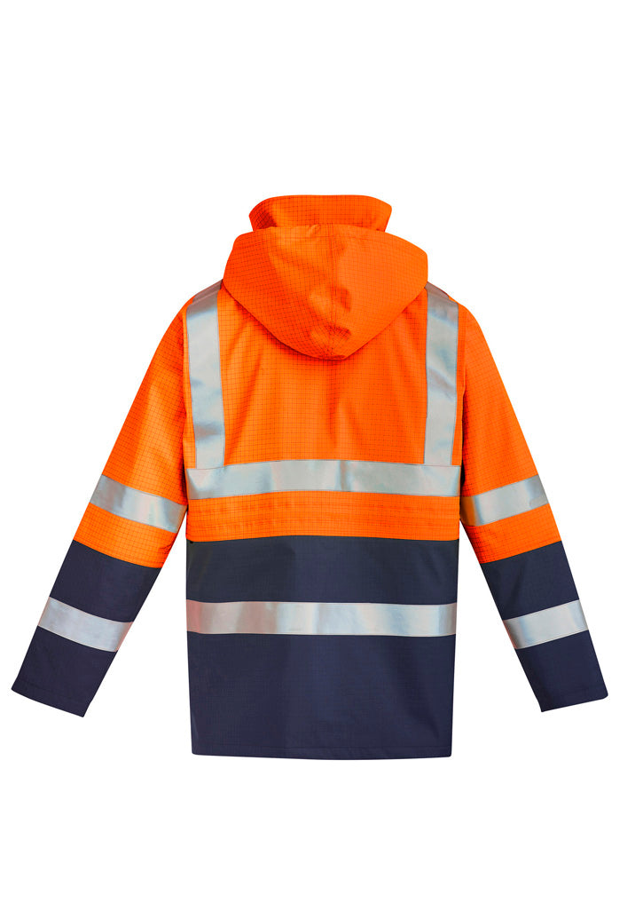Mens Orange Flame Arc Rated Antistatic Waterproof Jacket Orange/Navy back view