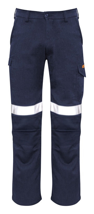 Mens Orange Flame Taped Cargo Pant (Stout) in Navy