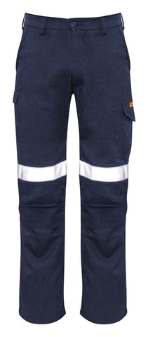 Mens Orange Flame Taped Cargo Pant (Stout) in Navy