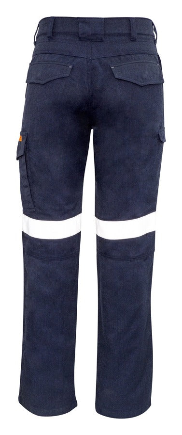 Mens Orange Flame Taped Cargo Pant (Stout) Navy back view
