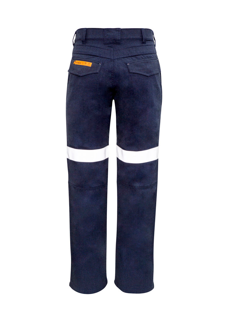 Mens Orange Flame Traditional Style Taped Work Pant Navy back view