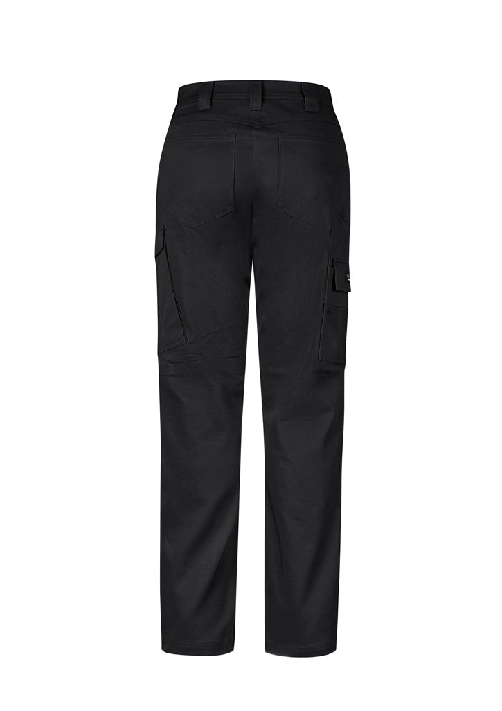Womens Essential Basic Stretch Cargo Pant Black back view