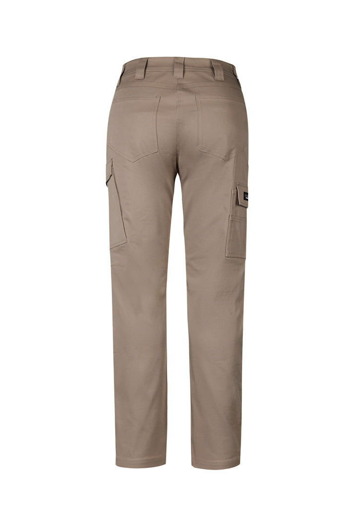 Womens Essential Basic Stretch Cargo Pant Khaki back view