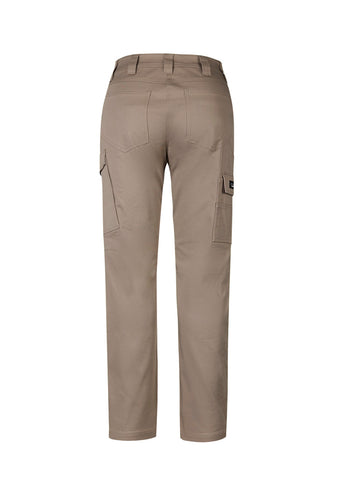 Womens Essential Basic Stretch Cargo Pant Khaki back view