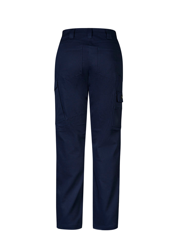 Womens Essential Basic Stretch Cargo Pant Navy back view