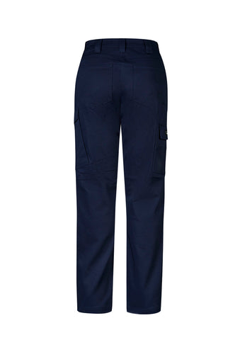 Womens Essential Basic Stretch Cargo Pant Navy back view