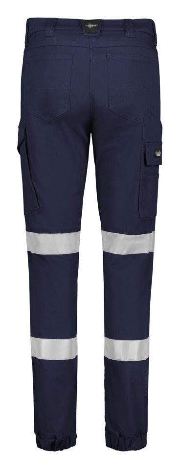 Womens Essential Stretch Taped Cargo Pant - Cuffed Navy back view