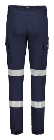 Womens Essential Stretch Taped Cargo Pant - Cuffed Navy back view