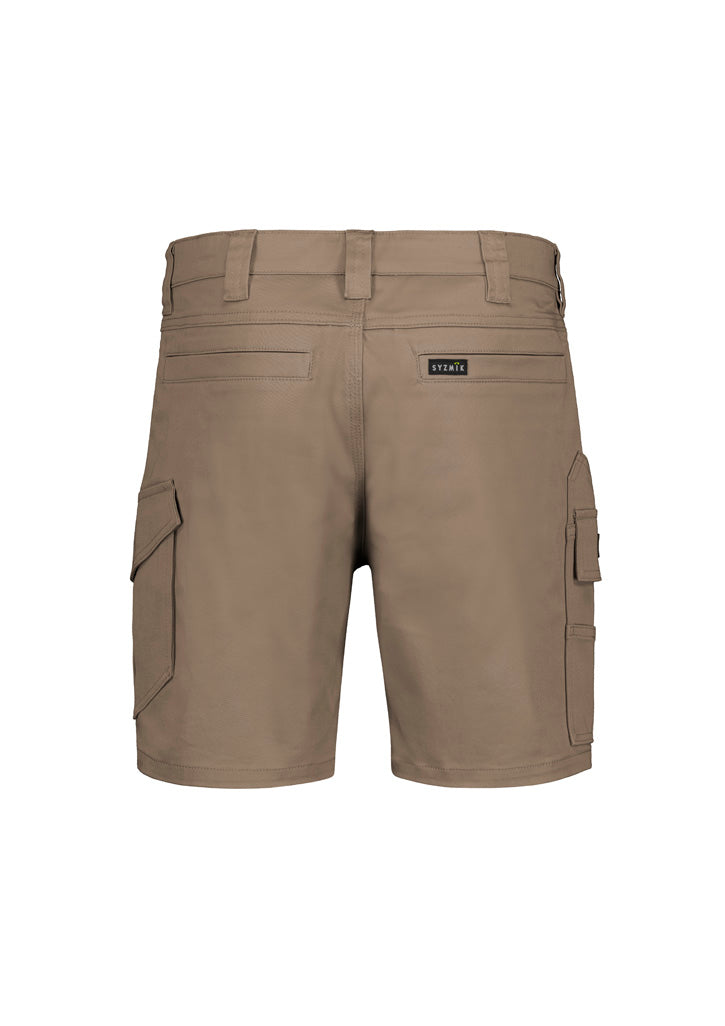 Mens Essential Stretch Cargo Short Khaki back view