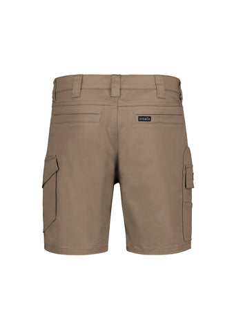 Mens Essential Stretch Cargo Short Khaki back view