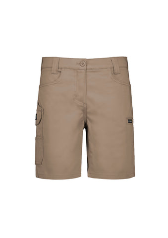 Womens Essential Stretch Cargo Short Khaki front view
