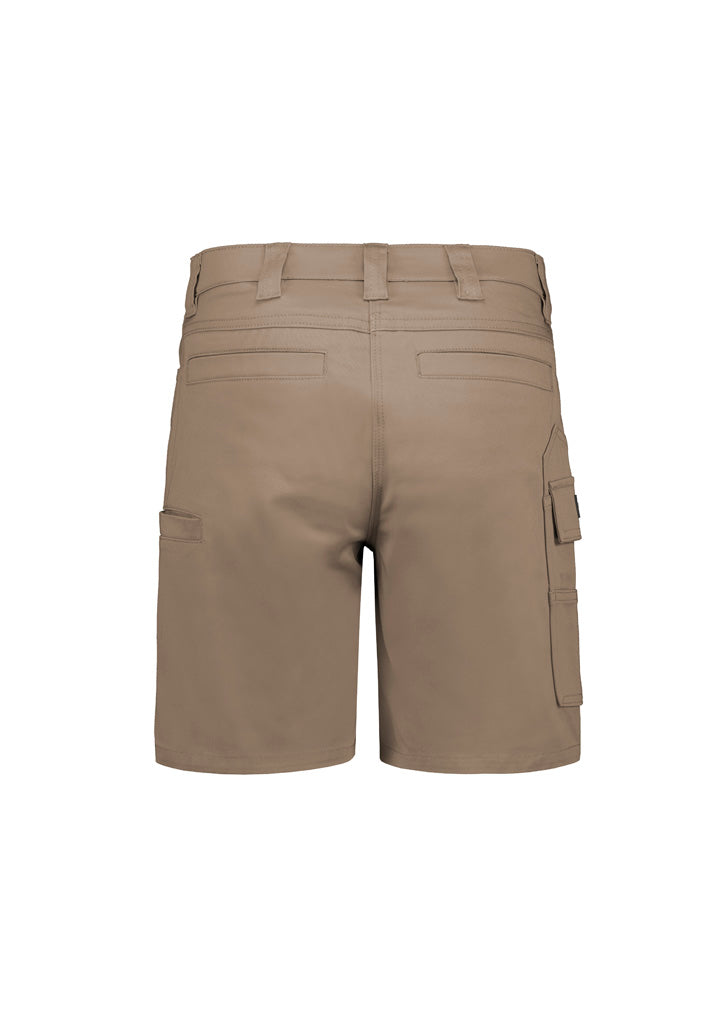 Womens Essential Stretch Cargo Short Khaki back view