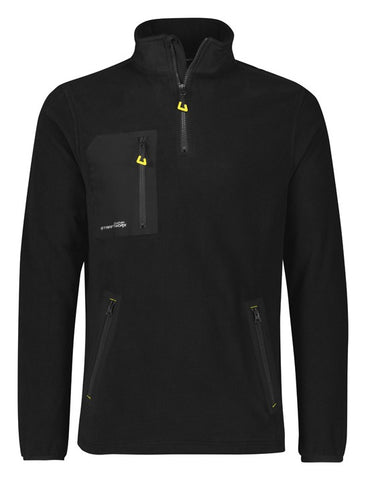 Unisex Streetworx Lightweight 1/4 Zip Polar Fleece Black front view