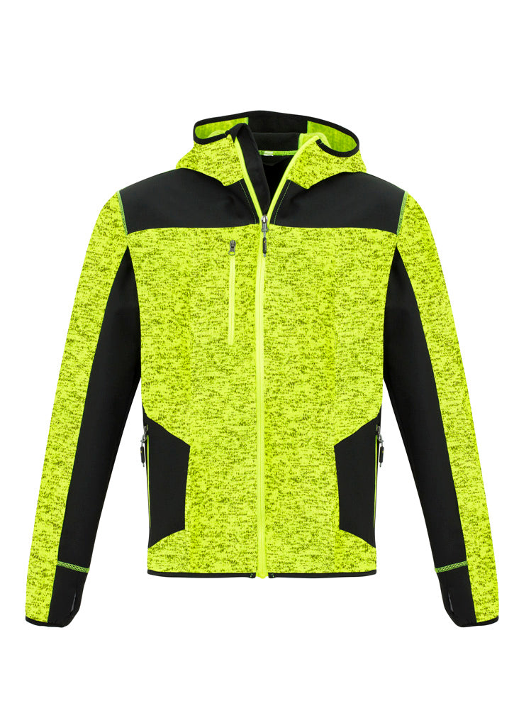 Unisex Streetworx Reinforced Knit Hoodie Fluoro Yellow front view