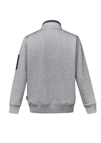 Unisex 1/4 Zip Brushed Fleece Pullover Grey Marle/Charcoal back view