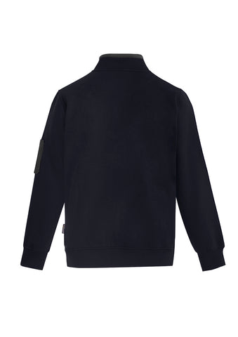Unisex 1/4 Zip Brushed Fleece Pullover Navy/Charcoal back view