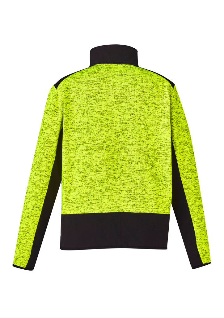 Unisex Streetworx Reinforced Knit 1/2 Zip Pullover Fluoro Yellow back view