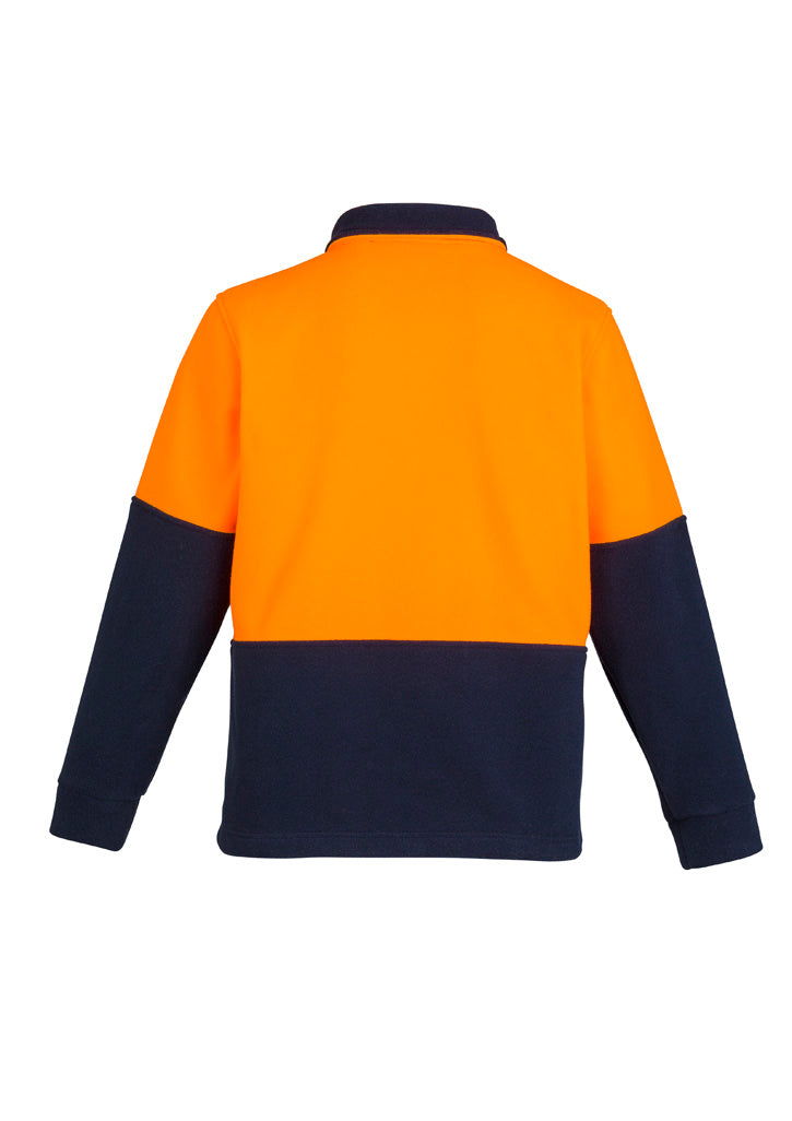 Unisex Hi Vis 1/2 Zip Polar Fleece Pullover Orange/Navy back view
