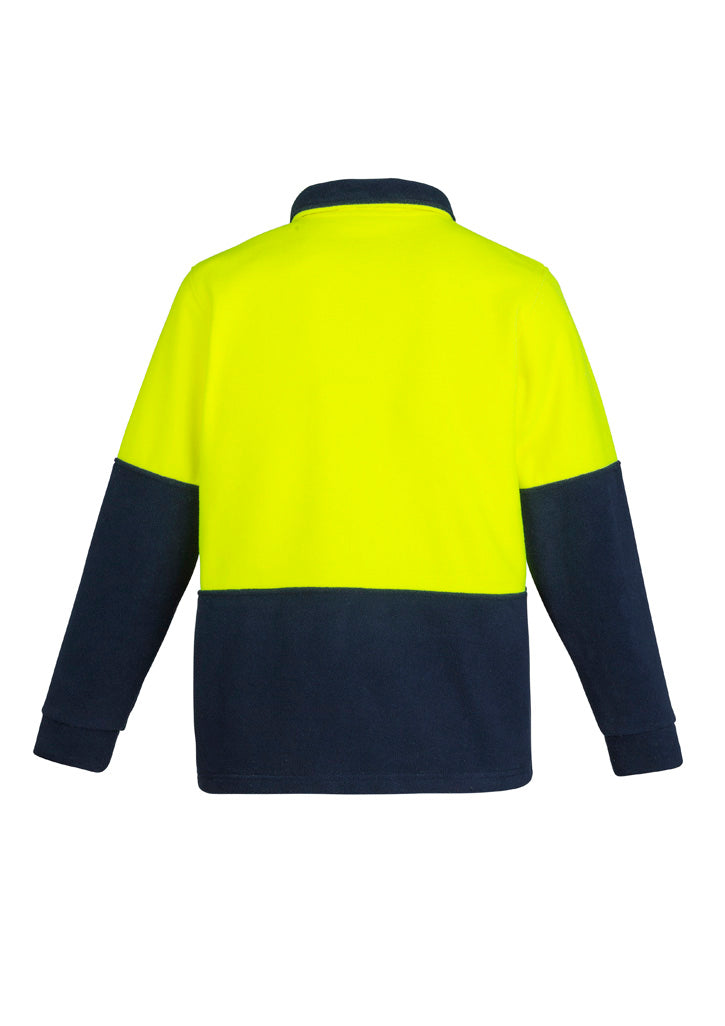 Unisex Hi Vis 1/2 Zip Polar Fleece Pullover Yellow/Navy back view
