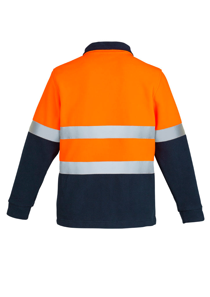 Unisex Hi Vis Polar Fleece Pullover - Hoop Taped Orange/Navy back view