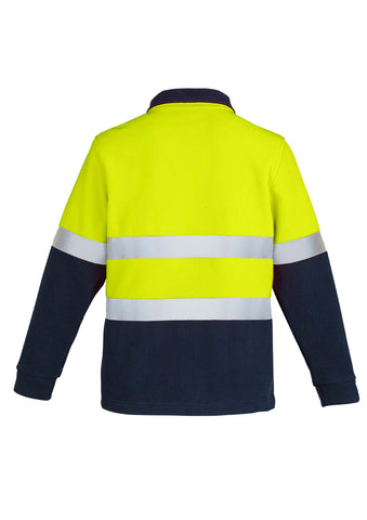Unisex Hi Vis Polar Fleece Pullover - Hoop Taped Yellow/Navy back view