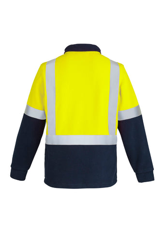 Unisex Hi Vis Polar Fleece Pullover - Shoulder Taped Yellow/Navy back view
