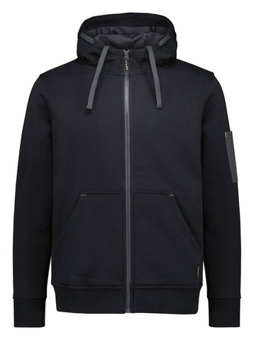 Unisex Zip Front Multi-Pocket Hoodie Black/Charcoal front view