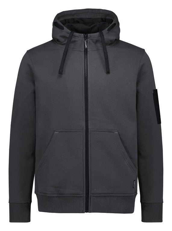 Unisex Zip Front Multi-Pocket Hoodie Charcoal/Black front view