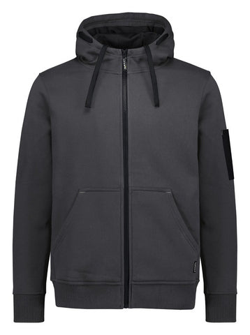 Unisex Zip Front Multi-Pocket Hoodie Charcoal/Black front view