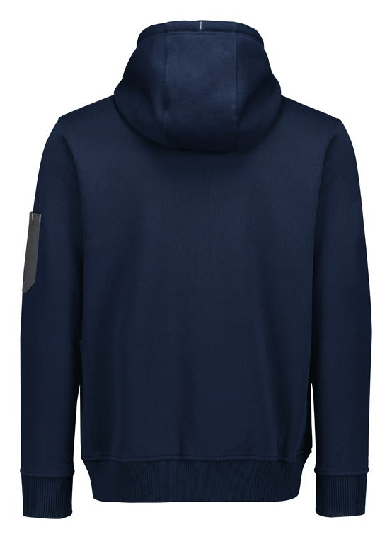 Unisex Zip Front Multi-Pocket Hoodie Navy/Charcoal back view