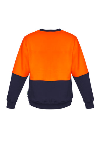 Unisex Hi Vis Crew Sweatshirt Orange back view