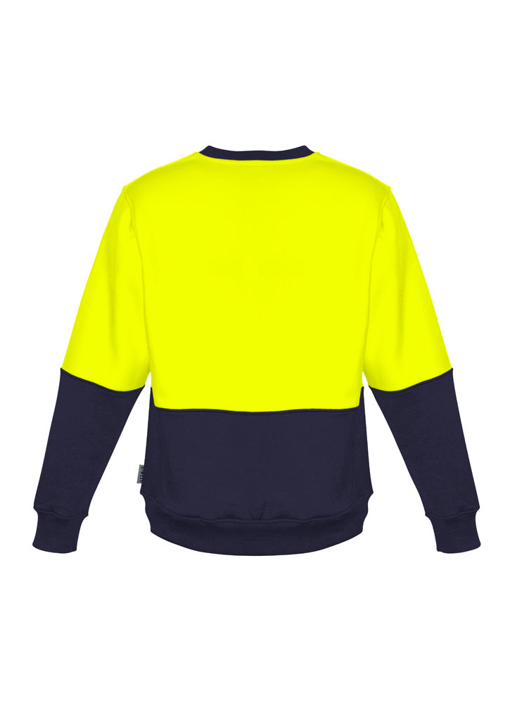 Unisex Hi Vis Crew Sweatshirt Yellow back view