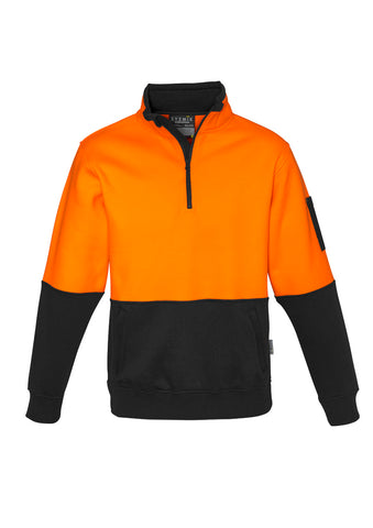 Unisex Hi Vis 1/2 Zip Pullover Orange/Black
