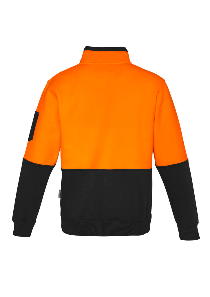 Unisex Hi Vis 1/2 Zip Pullover Orange/Black back view