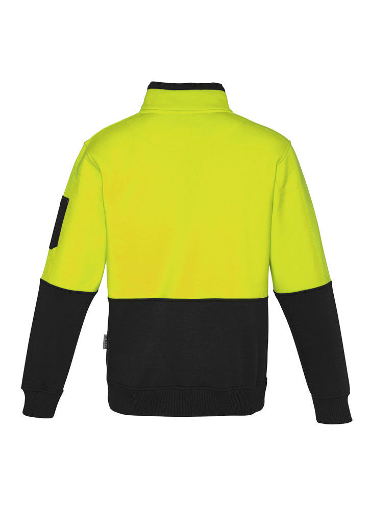 Unisex Hi Vis 1/2 Zip Pullover Yellow/Black back view