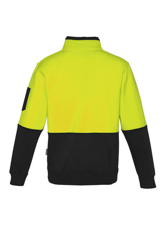 Unisex Hi Vis 1/2 Zip Pullover Yellow/Black back view