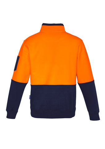 Unisex Hi Vis 1/2 Zip Pullover Orange/Navy back view